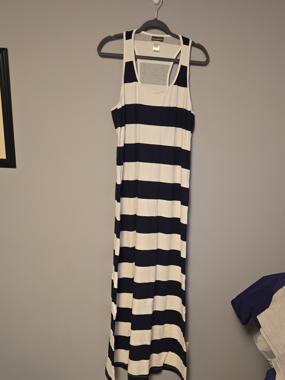 Tommy Bahama Navy and White Striped Racerback Maxi Dress